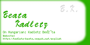 beata kadletz business card